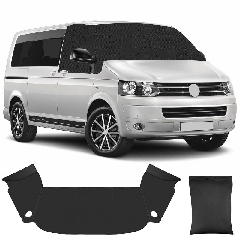 Auto Windschutzscheiben Abdeckung für VW T5 2003-2015, 600D Oxford Wasserdicht Frontscheibe Sonnenschutz, Wetterfest Frontscheibenabdeckung, Blackout Anti-UV/Frost/Ice/Staub Wrap Cover von babikeen