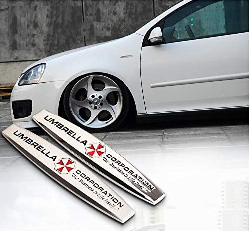 2 stk. Umbrella Corporation Seite Emblem B100 Badge auto aufkleber 3D car Sticker metal von badgeswelt