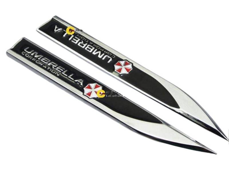 E474 ein Paar Umbrella Emblem Zeichen Badge auto Abziehbild aufkleber 3D seite Car Sticker, Schwarz von badgeswelt