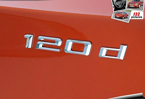 E872 120d Emblem 120 d schriftzug Badge auto aufkleber 3D car Sticker Chrom Abziehbild von badgeswelt