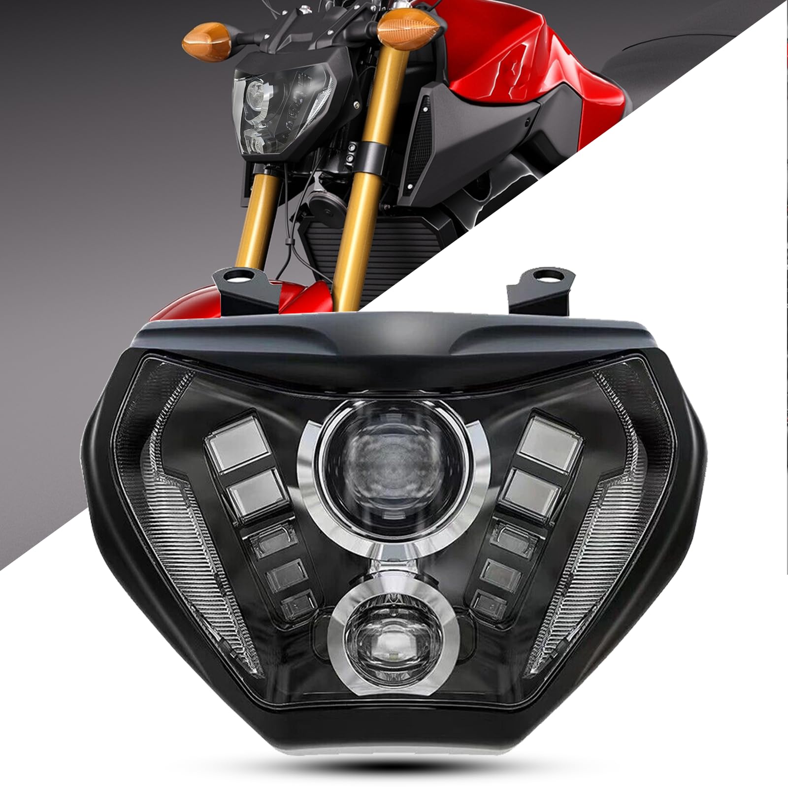 bamotoop 92W Motorrad LED Scheinwerfer e Geprüft mit Tagfahrlicht Projektions Scheinwerfer für Yamaha MT 09 FZ 09 2014-2016 bamotoop 92W Motorrad LED Scheinwerfer e Geprüft mit Tagfahrlicht Projektions Scheinwerfer für Yamaha MT 09 FZ 09 2014-2016 von bamotoop