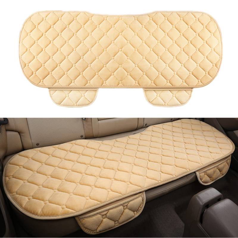 bangminda Auto Sitzauflage Autositzauflage Universal Plüsch Sitzkissen Sitzbezüge Auto für Vordersitze Rücksitz, Auto Fahrzeug Sitzschut (1 Rücksitzbezüge, Beige) von bangminda