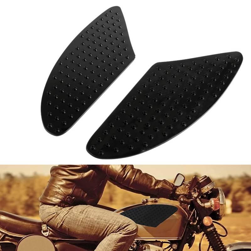 Motorradtank-Seiten-Traktionspolster Motorrad Tank Pads Universal Motorrad Seitengasknie Grip Schutz Rutschfest Selbstklebend Gummi-Abziehbild-Aufkleber (Schwarz) von bangminda