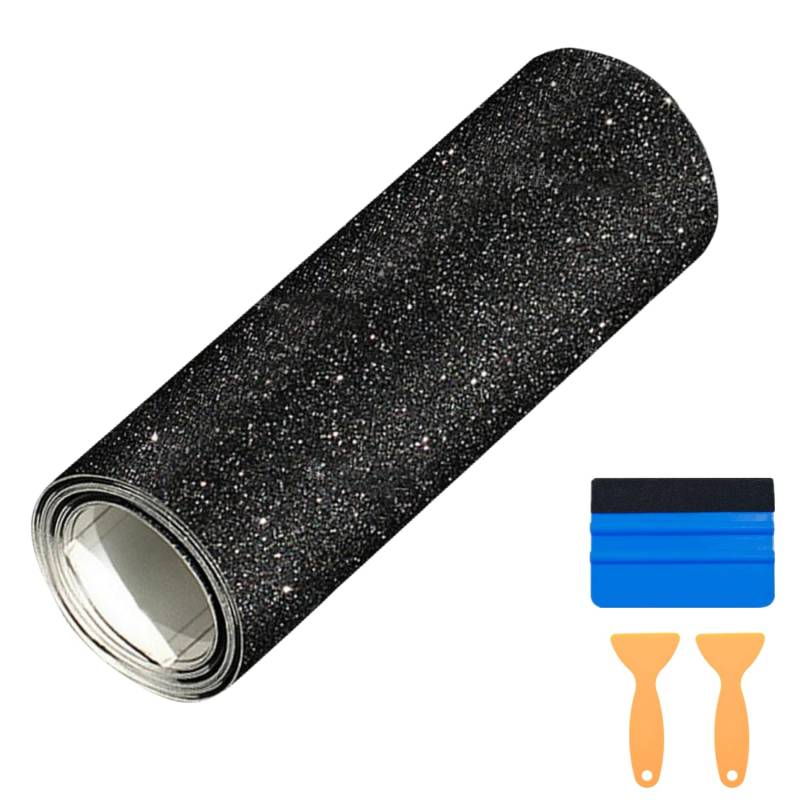 bangminda Auto Folie 30 x 304 cm Glitzer Diamant Schwarz Selbstklebend Autofolie aus Vinyl Auto Schutz Folie für Auto Fahrrad Motorrad Lackschutzfolien DIY von bangminda