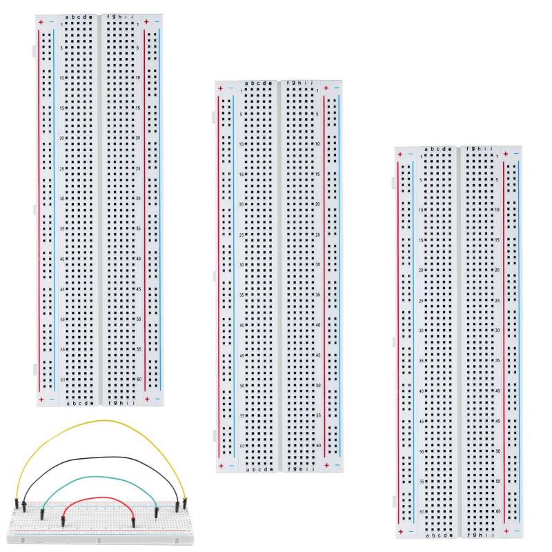 3 Stück Breadboard,Breadboard Steckbrett mit 830 Kontakten kompatibel,Steckbrett,Breadboard Kit,Steckplatine,Breadboard Set,für Circuit Connects Electronic Experiment(163 * 54mm) von banjiabb