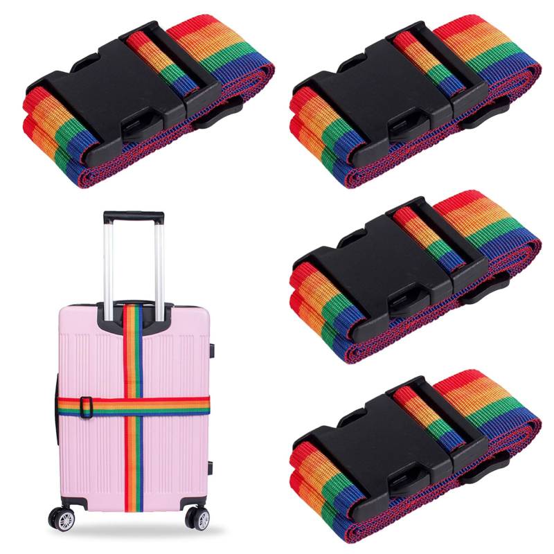 4 Stück Koffergurt,Kofferband,Koffergurte,Kofferbänder,Koffergurt Auffällig,Kofferband Gurt,Kofferband Gurt Auffällig,Kofferbänder rutschfeste,Gepäckband Einstellbare,Luggage Strap,Kofferbänder Bunt von banjiabb