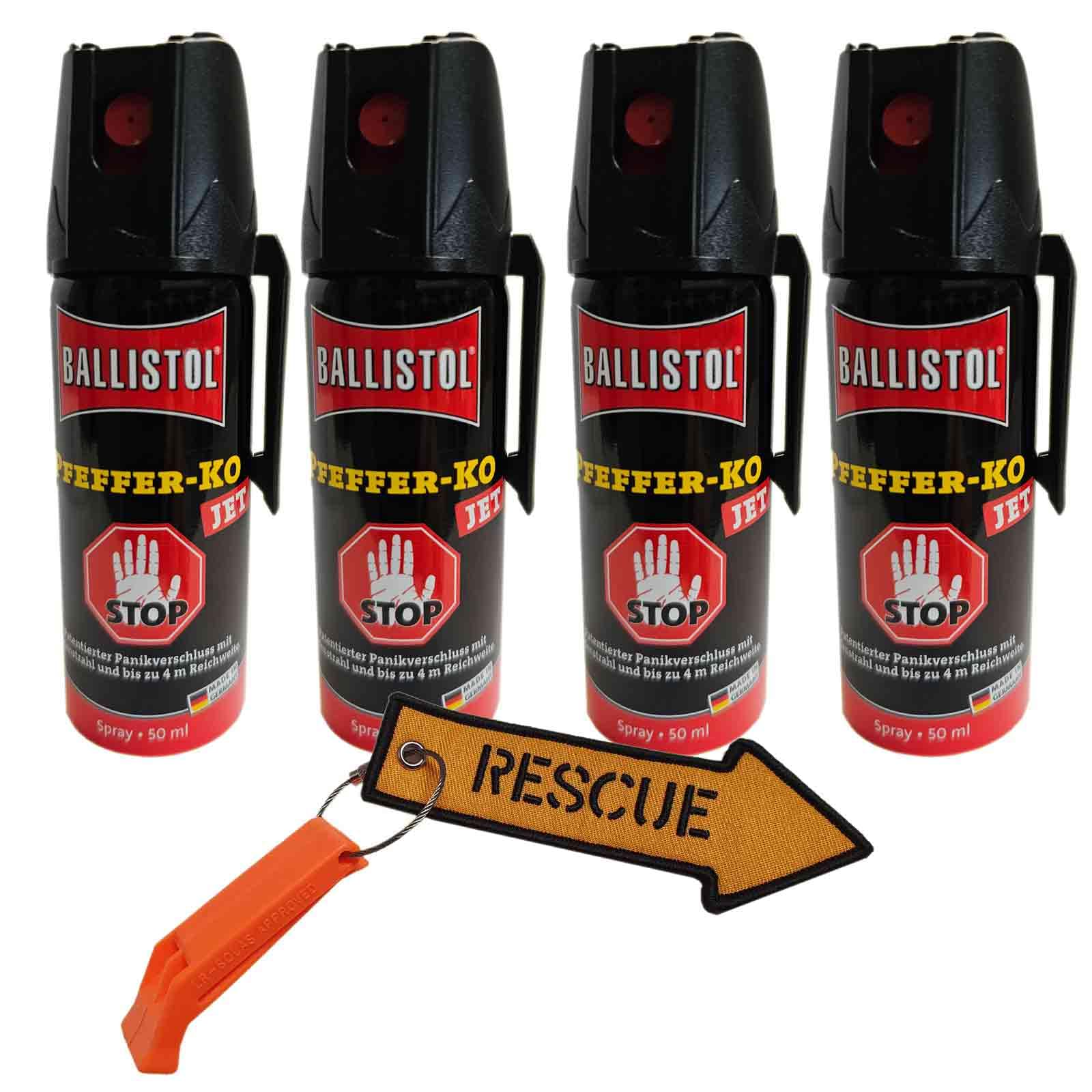 SPARSET -4X Pfeffer-KO Jet 50ml Spray – Verteidigungsspray gegen Tiere – Abwehrspray 5m Sprühweite - Panikverschluss Tierabwehr Selbstverteidigung + Notfall-Pfeife & Schlüsselanhänger Rescue SPARSET -4X Pfeffer-KO Jet 50ml Spray – Verteidigungsspray gegen Tiere – Abwehrspray 5m Sprühweite - Panikverschluss Tierabwehr Selbstverteidigung + Notfall-Pfeife & Schlüsselanhänger Rescue von baum-m gmbh