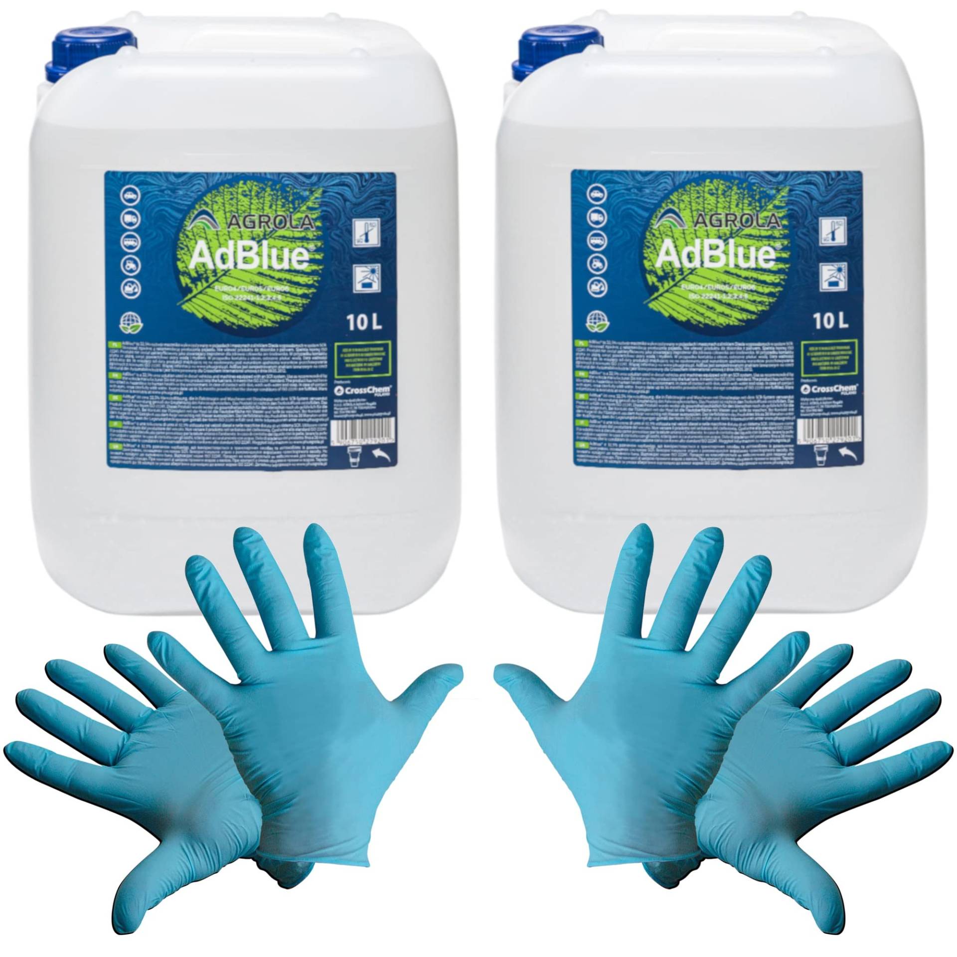 baytronic 2X AGROLA AdBlue inkl. Füllschlauch 10 L + 2 Paar Einweg Nitril-Handschuhe von baytronic