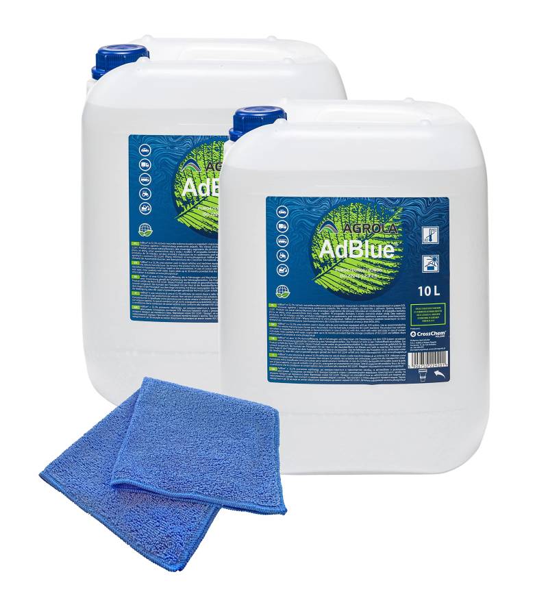 baytronic 20 L 2X AGROLA AdBlue® inkl. Füllschlauch 10 L + Microfasertuch blau - für Diesel Autos wie BMW, VW & Audi von baytronic