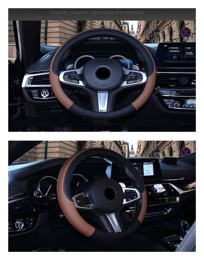 Auto Lenkradbezug Für Alle Modelle Für Captur Für Logan Für Kadjar Trafic Für Scenic Armlehne Auto-Styling WZBWZX Universelle PU-Leder-Lenkradabdeckung(Black Red) von bcumst