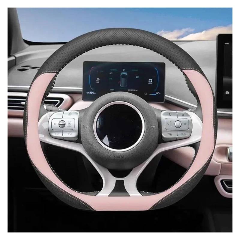 Auto Lenkradbezug Für BYD Für Dolphin Seagull Seal Qin Song Han Lenkrad Abdeckung Leder Griff Nicht-Slip 38 cm Typ D Anti-schweiß Auto Zubehör(Pink) von bcumst