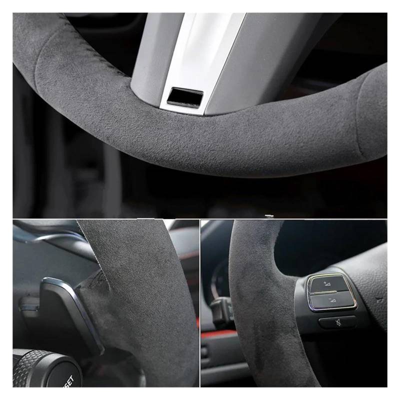 Auto Lenkradbezug Für Beetle 2012–2016 rutschfeste Handgenähte Weiche Schwarze Kunstleder-Wildleder-Lenkradabdeckung Lenkrad Bezug(A) von bcumst