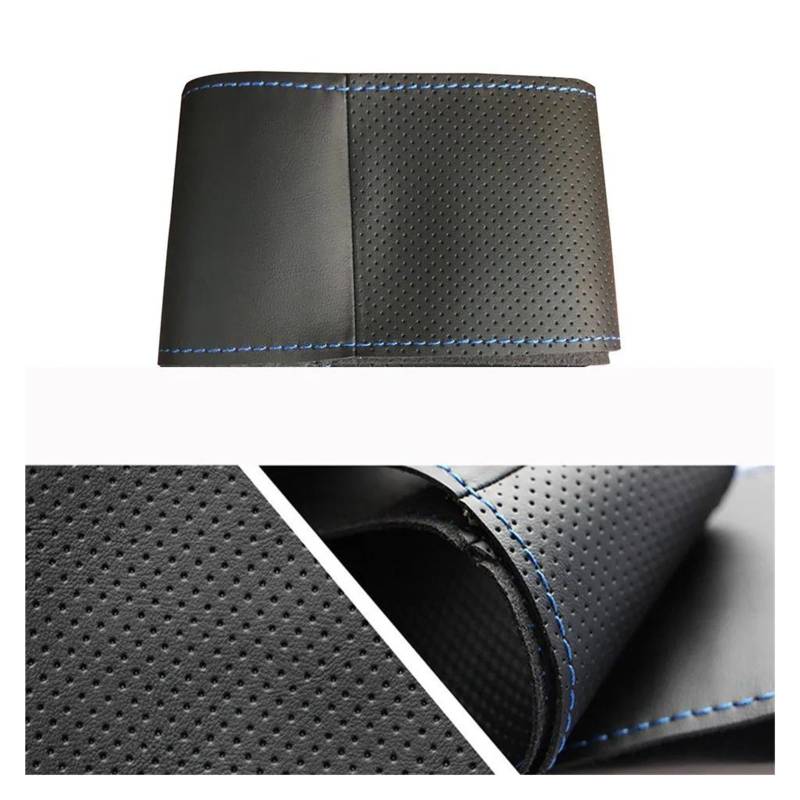 Auto Lenkradbezug Für Chevrolet Für Aveo Für Orlando Holden Cruze Ravon R4 Cruze 2009-2014 Künstliche Leder Schwarz Hand-nähen Auto Lenkrad Abdeckung(Red Blue Thread) von bcumst
