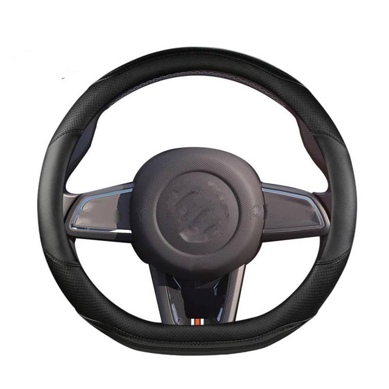 Auto Lenkradbezug Für Kwid Auto-Lenkradbezug rutschfest Atmungsaktiv Faserleder + Kohlefaser, Autoteile Lenkrad Bezug(O Shape Black) von bcumst