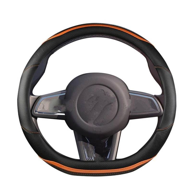 Auto Lenkradbezug Für Kwid Auto-Lenkradbezug rutschfest Atmungsaktiv Faserleder + Kohlefaser, Autoteile Lenkrad Bezug(O Shape Coffee) von bcumst
