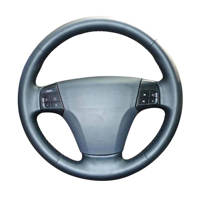 Auto Lenkradbezug Für Volvo Für S40 2004-2012 Handgenähte Schwarze Leder-Lenkradabdeckung Lenkrad Bezug von bcumst