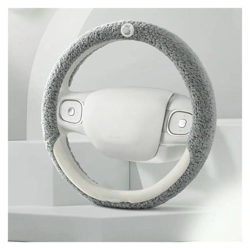 Auto Lenkradbezug Teddy-Woll-Winter-Auto-Lenkradbezug, Macaron-Farbe Kurze Plüsch-Handschuhe rutschfest Schweißhemmend Und Mit Warmem Griff(D) von bcumst