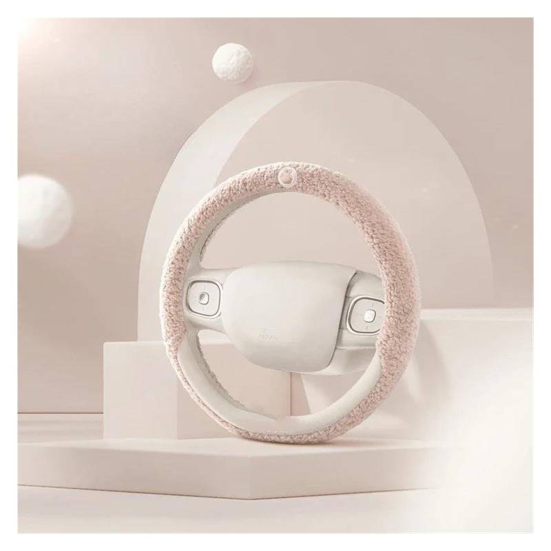 Auto Lenkradbezug Teddy-Woll-Winter-Auto-Lenkradbezug, Macaron-Farbe Kurze Plüsch-Handschuhe rutschfest Schweißhemmend Und Mit Warmem Griff(F) von bcumst