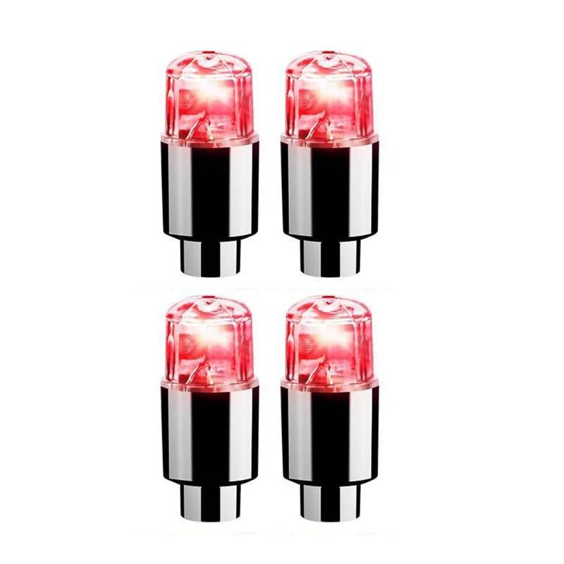 beabadoobee 4 Stücke Reifenventilkappen Lichter Ventil LED Auto Motorrad Radfahren Rad Laterne Speichen Nabe Reifen Lampe Radkappen Auto Reifen Zubehör Werkzeuge für Reifen Räder (Color : Red) von beabadoobee