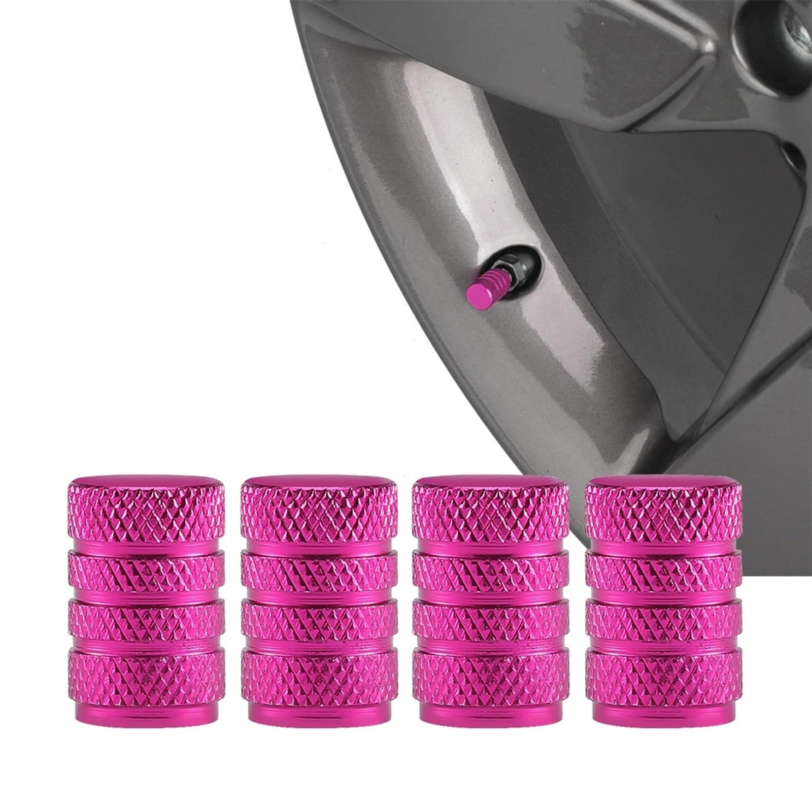 beabadoobee AUTCOAT 4 Stück/Set Reifenschaft-Ventilkappen, Aluminium, Auto, staubdichte Kappen, Reifen, Radschaft, Luftventilkappen Werkzeuge für Reifen Räder (Color : C0639-Pink) von beabadoobee