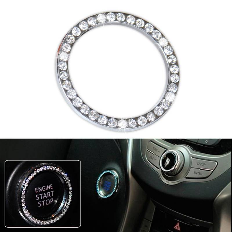 beler Silber Car Dekorative Diamante Ring Innenraum One Key Motor Start Stop Zündung Push Button von beler