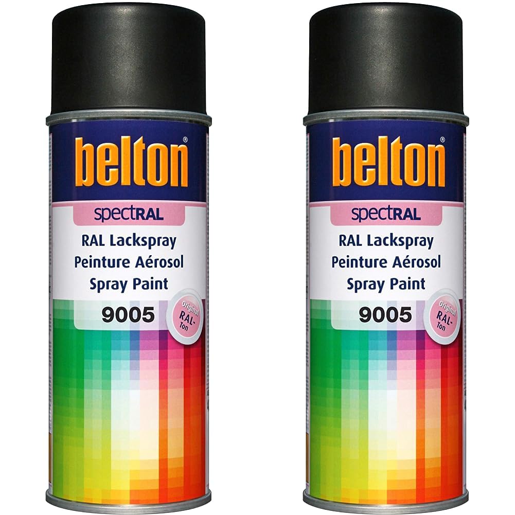 belton spectRAL Lackspray RAL 9005 tiefschwarz, matt, 400 ml - Profi-Qualität (Packung mit 2) von belton