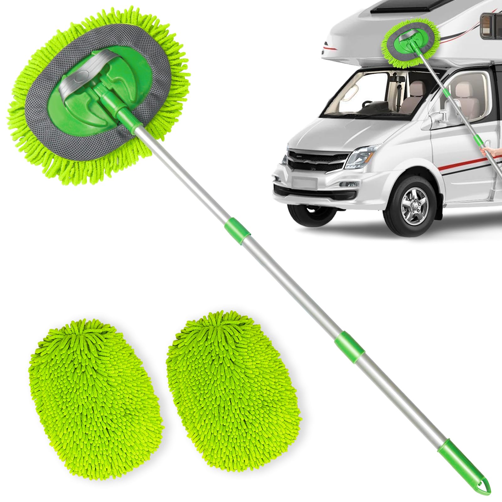 bemece Auto Waschbürste, 43" Autowaschbürste Mit Teleskopstiel, 2 In 1 Autowaschmopp Für Auto, RV, Wohnwagen, Trucks, Grün bemece Auto Waschbürste, 43" Autowaschbürste Mit Teleskopstiel, 2 In 1 Autowaschmopp Für Auto, RV, Wohnwagen, Trucks, Grün von bemece