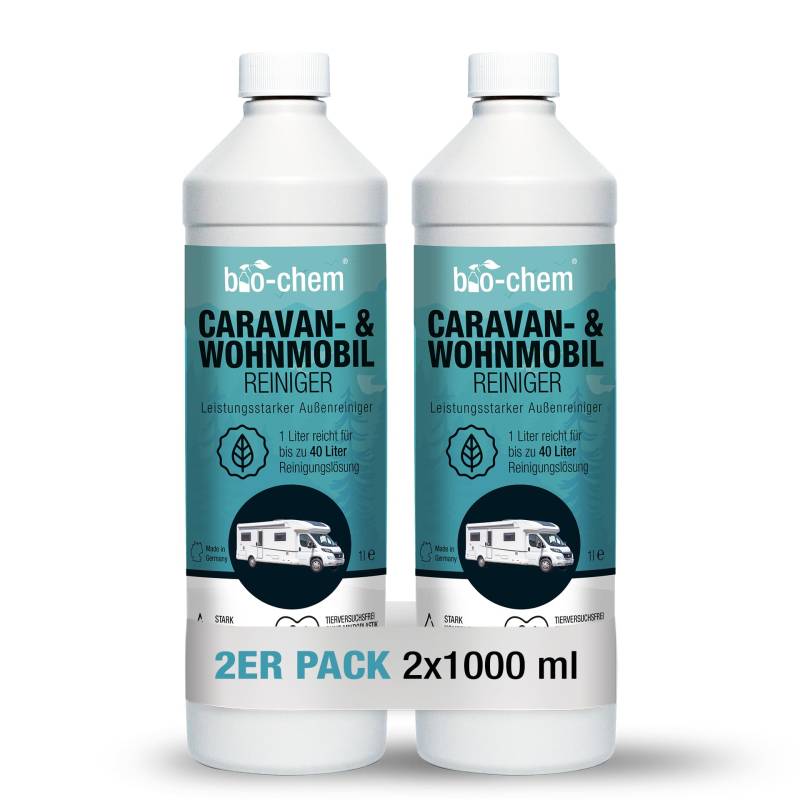 bio-chem Caravan- und Wohnmobil-Reiniger - Extra Starkes Konzentrat - 2X 1000 ml - Reiniger für Wohnmobile, Wohnwagen, Vorzelte, Regenstreifenentferner - Made in DE von bio-chem