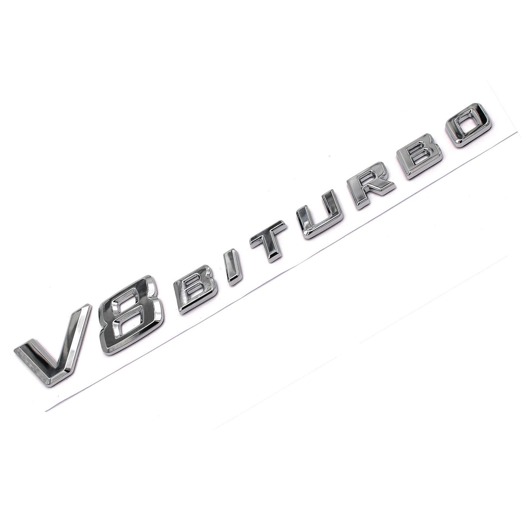 3D Emblem V8 Biturbo Schriftzug Chrom Kunststoff mit Schaumstoff-Kleberückseite Badge von VmG-Store CLS von boost-key.com