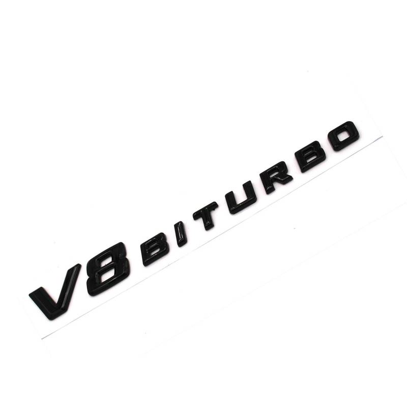 VmG-Store 3D Emblem V8 Biturbo Schriftzug Kunststoff mit Schaumstoff-Kleberückseite Badge (Schwarz Glanz) von boost-key.com