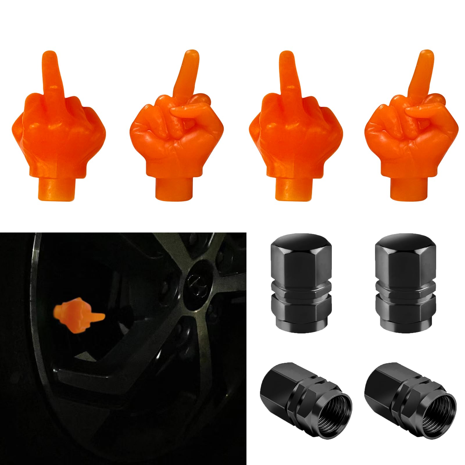 Bumnay 8 Stück Autoreifen Ventilkappe, Ventilkappen Auto, Universell Ventildeckel Set für Fahrrad Motorrad SUV LKW(Orange) von bumnay