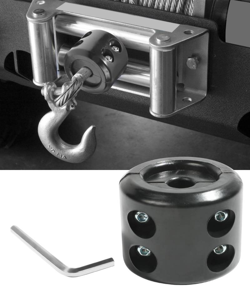 bylikeho Gummi-Windenstopper, Seilwinde, Seilschoner, Hakenstopper mit Inbusschlüssel, Autozubehör, Windenseil, Stoßdämpfer, saugfähiger Stopper (schwarz) von bylikeho