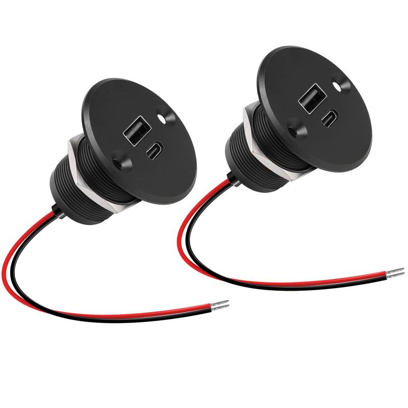 CamperXlite 24W 12V USB Steckdose Wohnmobil -QC 3.0 et PD 3.0, Aluminium Yacht USB Dose KFZ Schnellladegerät für Wohnwagen Anhänger Van LKW Boot (2 Stk.) von camperxlite