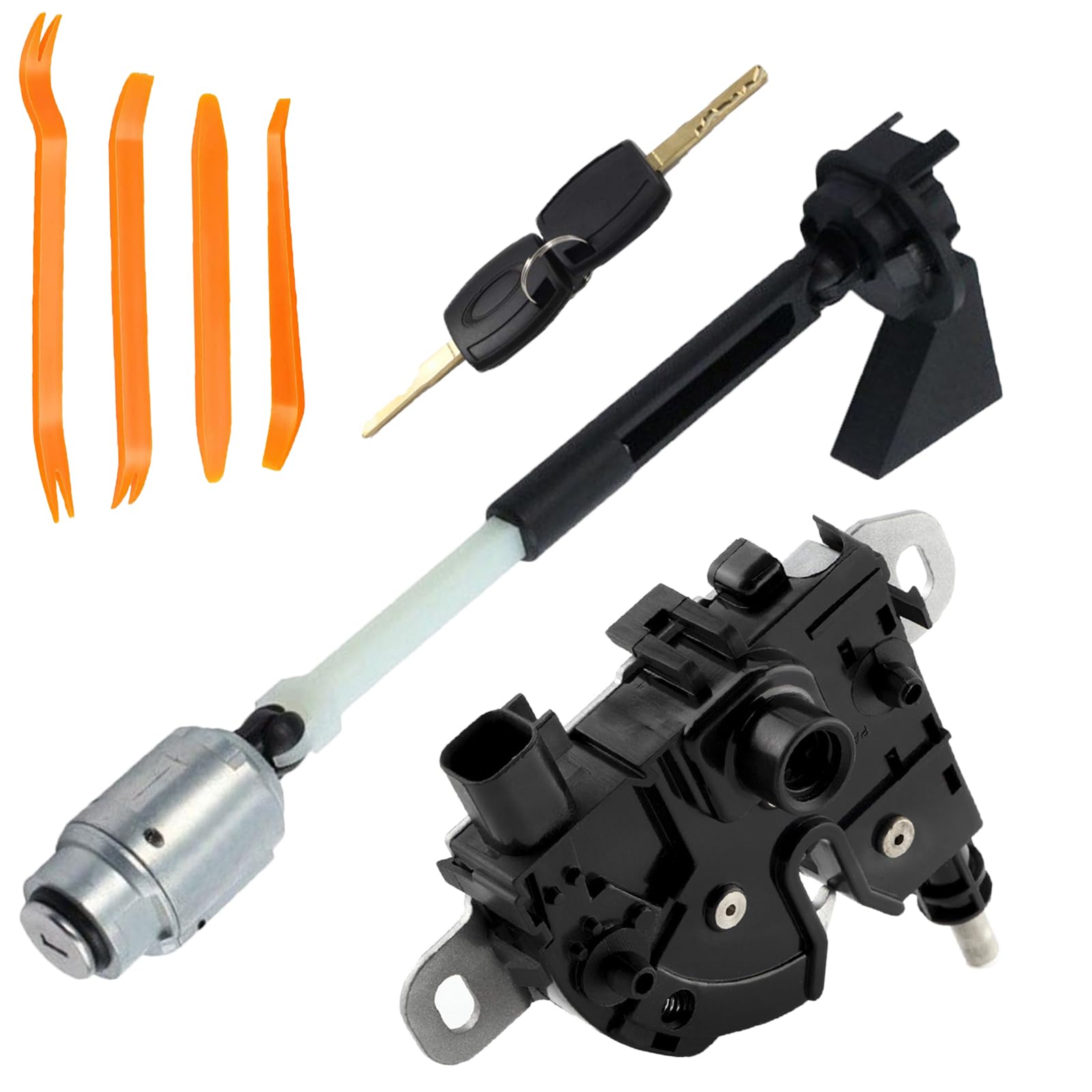 CANTONDZ 1355231 Motorhaubenentriegelung Schloss mit 2 Schlüsseln & 4xUniversal Demontage Werkzeug Innenraum verkleidung Kompatibel mit Ford Focus MK2 C Max Kuga 2004-2012 von cantondz