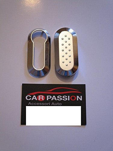 Car Passion Gehäuse für Autoschlüssel, geeignet für: FIAT 500, Punto Evo, Bravo, Panda, 500L, Lancia Y, Musa, Delta silber / schwarz von car passion