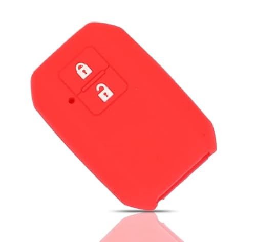 Schlüsselhülle kompatibel mit Suzuki Jimny Ignis Silikon Gummi 2 Tasten Keyless Smart Key Schlüsselanhänger Weiche Schutzhülle Auto Fernbedienung (Rot) von car passion