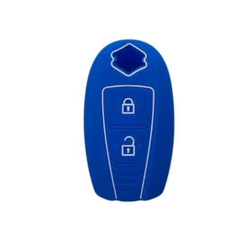 Schlüsselhülle kompatibel mit Suzuki Swift Vitara Grand Vitara II SX4 Baleno Jimny Ignis Silikon Gummi 2 Tasten Schlüsselanhänger Weiche Schutzhülle Auto Fernbedienung (Blau) von car passion
