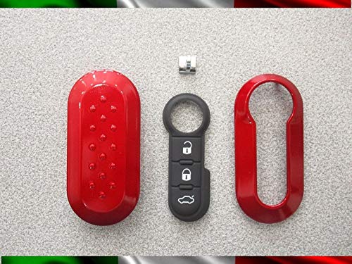 TOPBEST Schlüsselcover + Gummitasten + Schlüsselanhänger kompatibel mit FIAT 500, Grande Punto, Evo, Bravo, Panda, 500L, Lancia Y Ypsilon, Musa, Delta - Rubinrot TOPBEST Schlüsselcover + Gummitasten + Schlüsselanhänger kompatibel mit FIAT 500, Grande Punto, Evo, Bravo, Panda, 500L, Lancia Y Ypsilon, Musa, Delta - Rubinrot von car passion