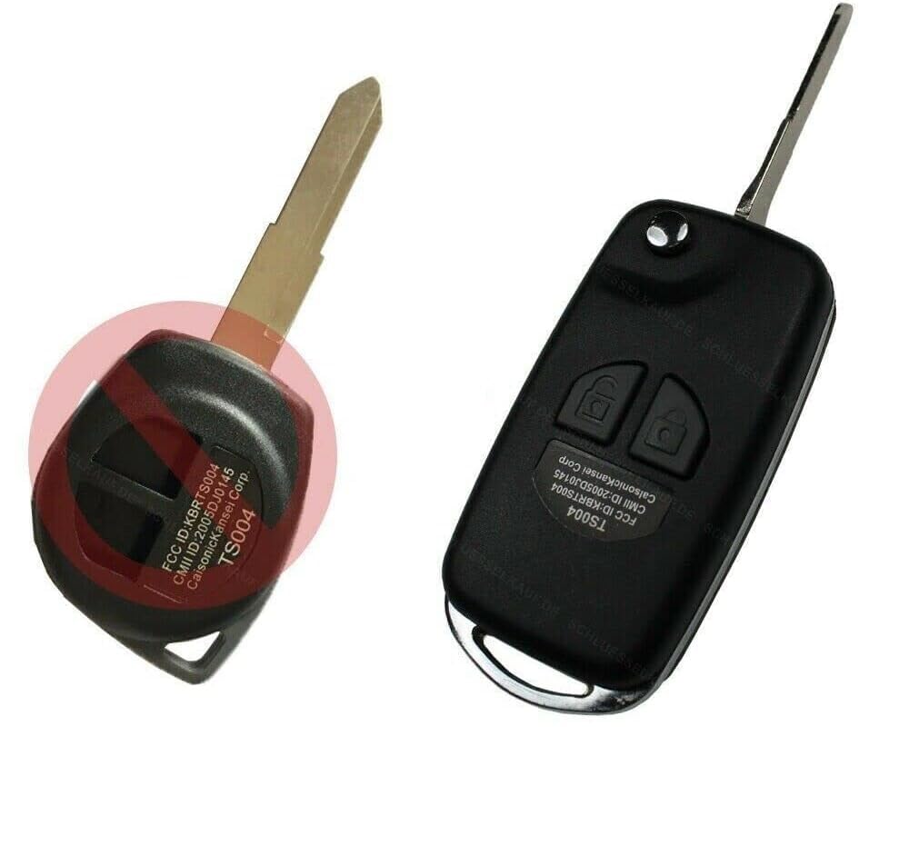 Umwandlungs-Set für Schlüssel, Fernbedienung, kompatibel mit Suzuki Swift Ignis Vitara Opel Agila 2 Tasten Klappklinge von car passion