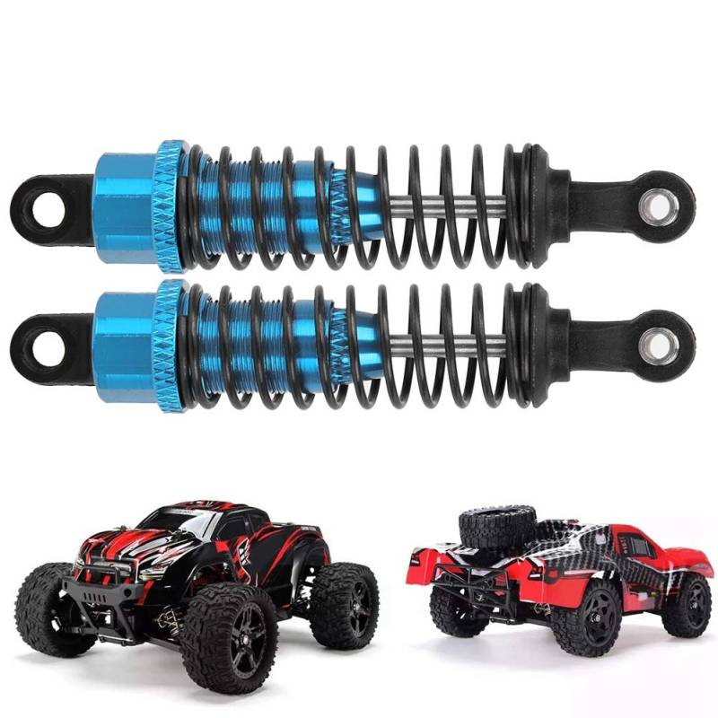 2pcs 70 mm Metalldämpfer für 1/16 RC -Auto, Aluminiumlegierung verstellbare Dämpfer mit Federn Blau für HSP, Redcat 1:16 Remote -Steuerfahrzeuge Skalierter Skala von cardyven