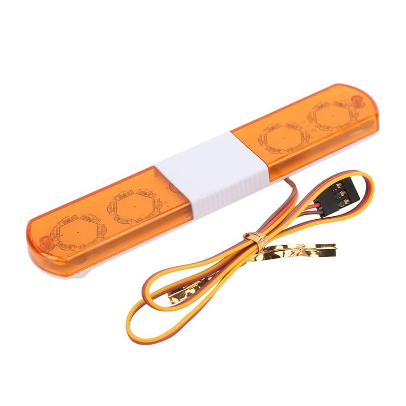 cardyven RC-Polizei-Lichtleiste mit 4 Blitzmodi, LED-Warnlicht im Maßstab 1/8 1/10, CH3-gesteuertes Stroboskop-Wechselmuster für RC-Autos, 4,8–6 V (115 x 22 MM) (Gelb) von cardyven