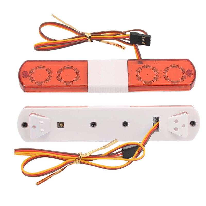 cardyven RC-Polizei-Lichtleiste mit 4 Blitzmodi, LED-Warnlicht im Maßstab 1/8 1/10, CH3-gesteuertes Stroboskop-Wechselmuster für RC-Autos, 4,8–6 V (115 x 22 MM) (Rot) von cardyven