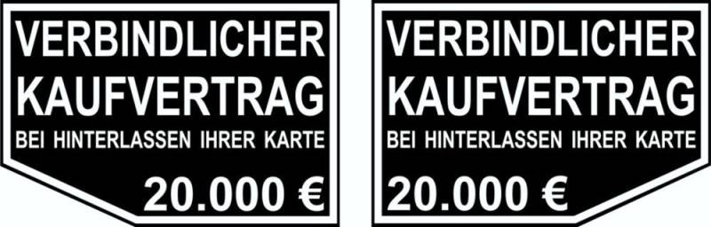 Aufkleber Verbindlicher Kaufvertrag ... 2er-Set rechts/Links je 65 x 70 mm von carstyling XXL