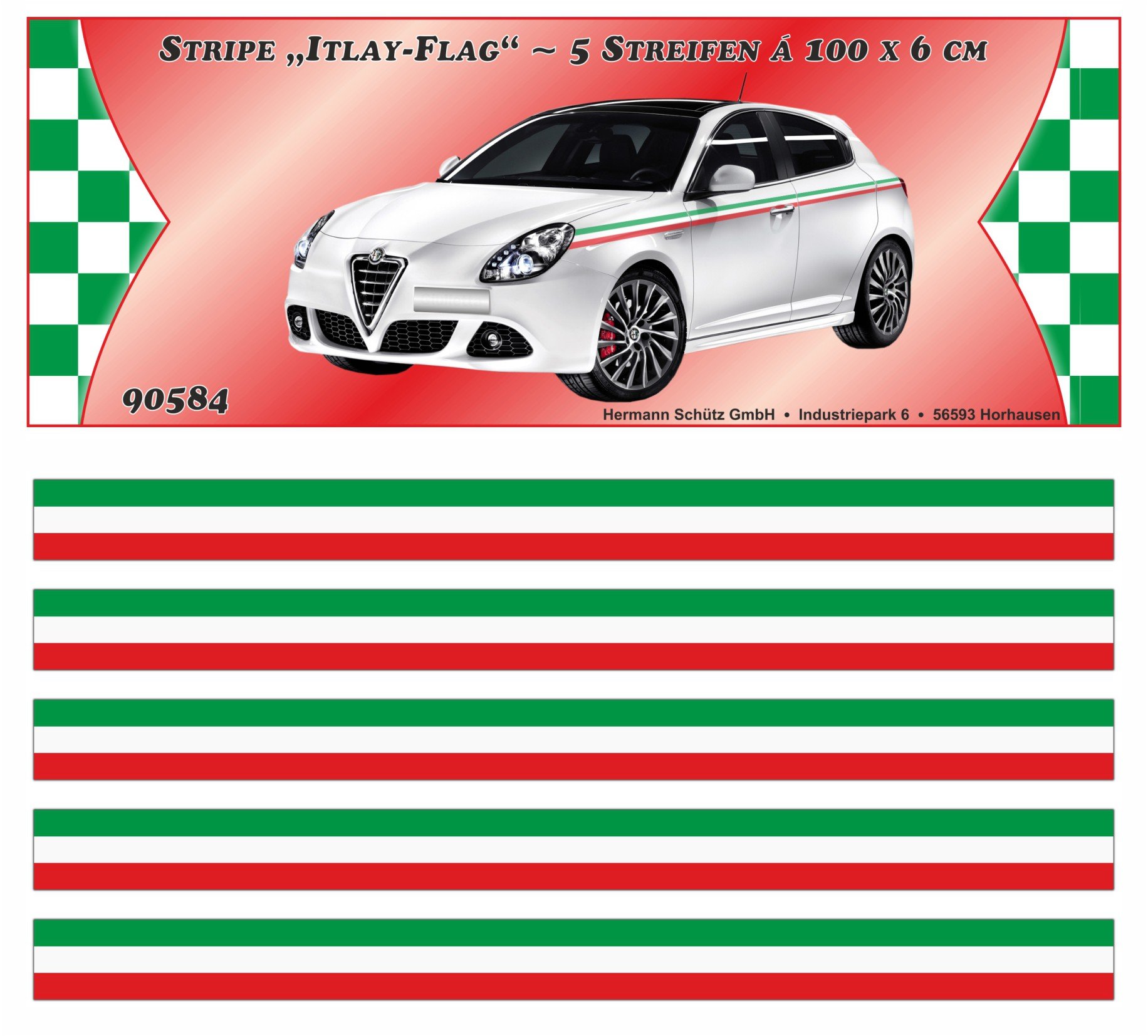 carstyling XXL Italy-Stripe Streifen Italien-Design 5 m x 60 mm von carstyling XXL