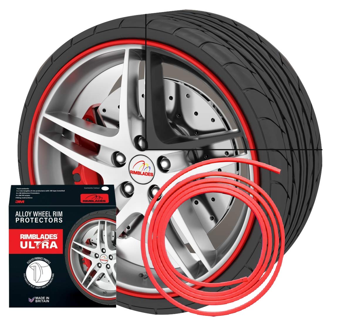 NEU - Rimblades mit 3M-Kleber - Singlepackung für 1 Alufelge bis 22'' - Farbe: rot - Premium Felgenschutz und Styling ~~~~~ schneller Versand innerhalb 24 Stunden ~~~~~ von carstyling XXL