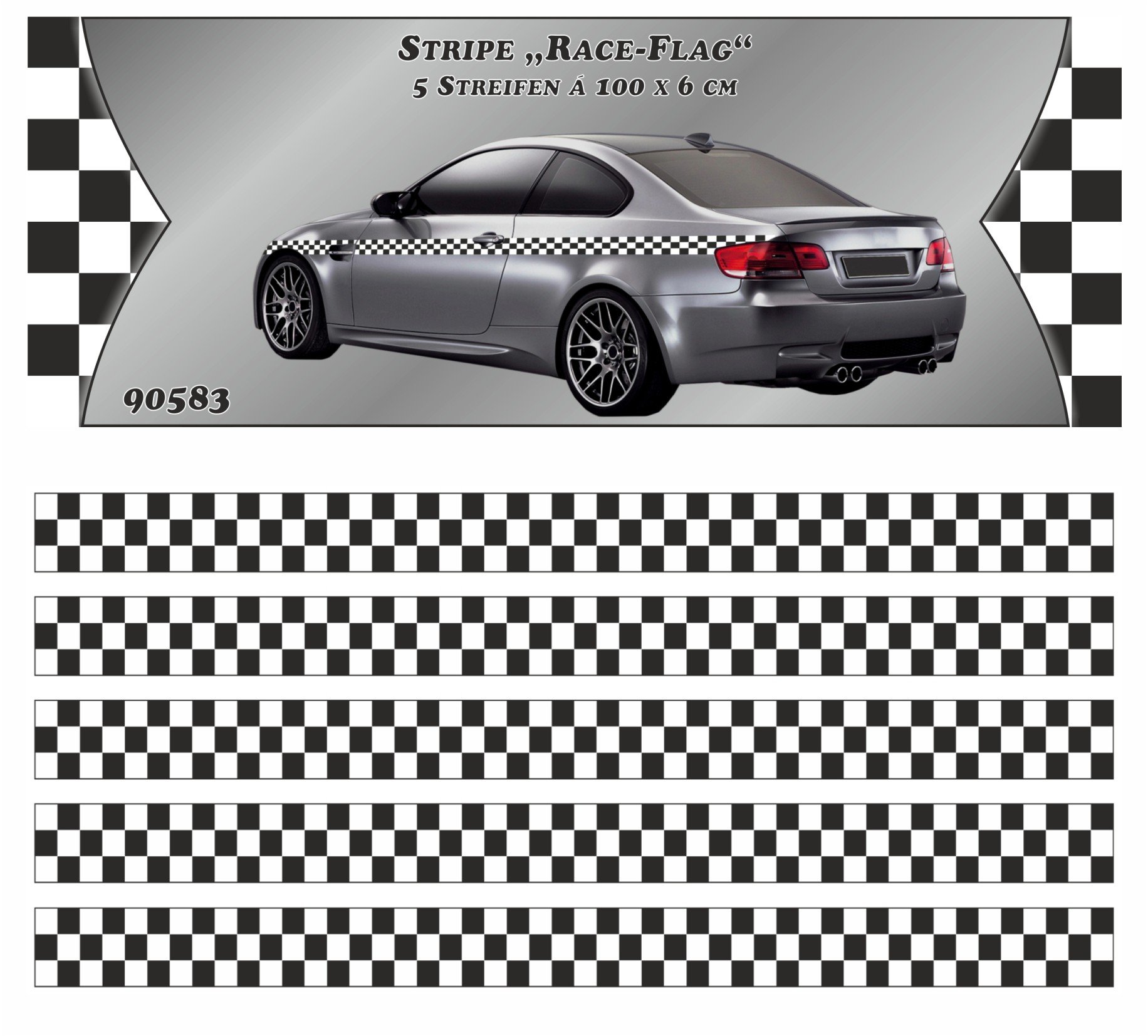 carstyling XXL Race-Flag-Stripe Streifen 60 mm x 5 Stück á 1 m ~~~~~ schneller Versand innerhalb 24 Stunden ~~~~~ carstyling XXL Race-Flag-Stripe Streifen 60 mm x 5 Stück á 1 m ~~~~~ schneller Versand innerhalb 24 Stunden ~~~~~ von carstyling XXL
