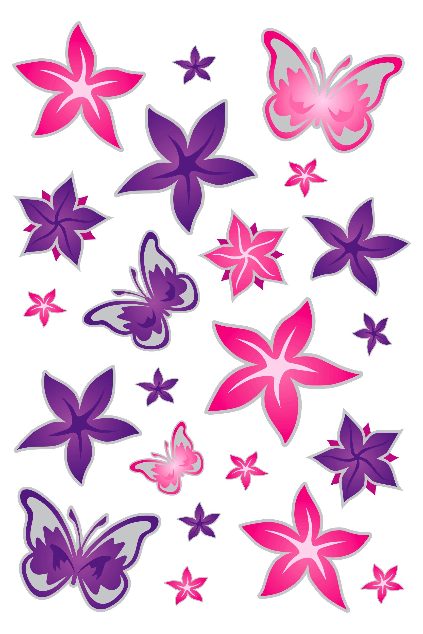 Aufkleber Schmetterlinge und Blumen 300 x 200 mm von carstyling XXL