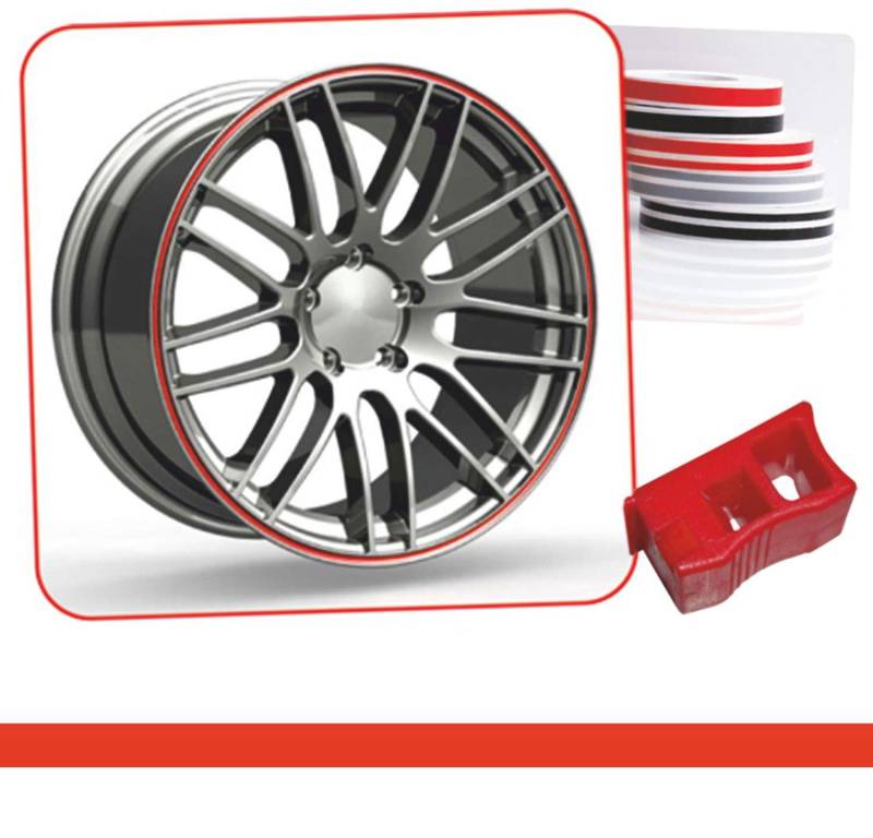 carstyling XXL Zierstreifen Wheel-Stripes für Autofelgen rot 5 mm ~~~~~ schneller Versand innerhalb 24 Stunden ~~~~~ von carstyling XXL