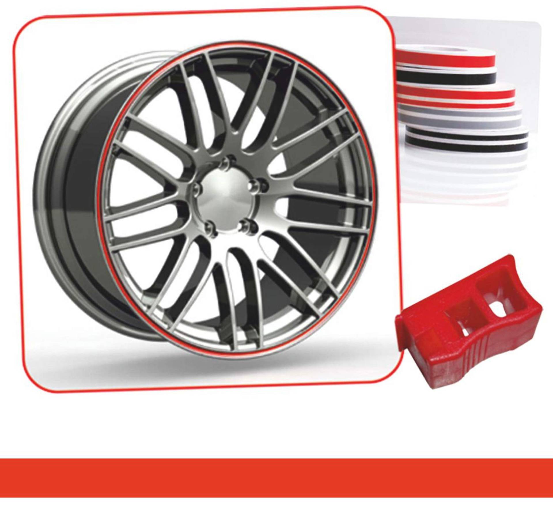 carstyling XXL Zierstreifen Wheel-Stripes für Autofelgen rot 7 mm ~~~~~ schneller Versand innerhalb 24 Stunden ~~~~~ von carstyling XXL