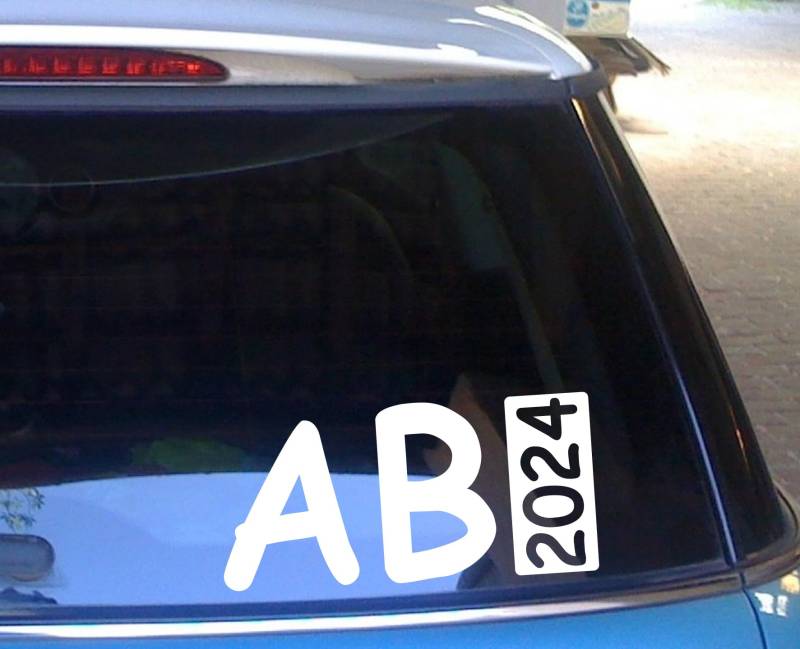 cartattoo4you® AB-02350 | ABI 2024 - Jahreszahl im I- Balken | 21 Farben wählbar | 20 x 10 cm | weiß | Autoaufkleber Aufkleber Car Auto Heckscheibe Tuning Sticker Kleber Abi Abitur Abschluss von cartattoo4you